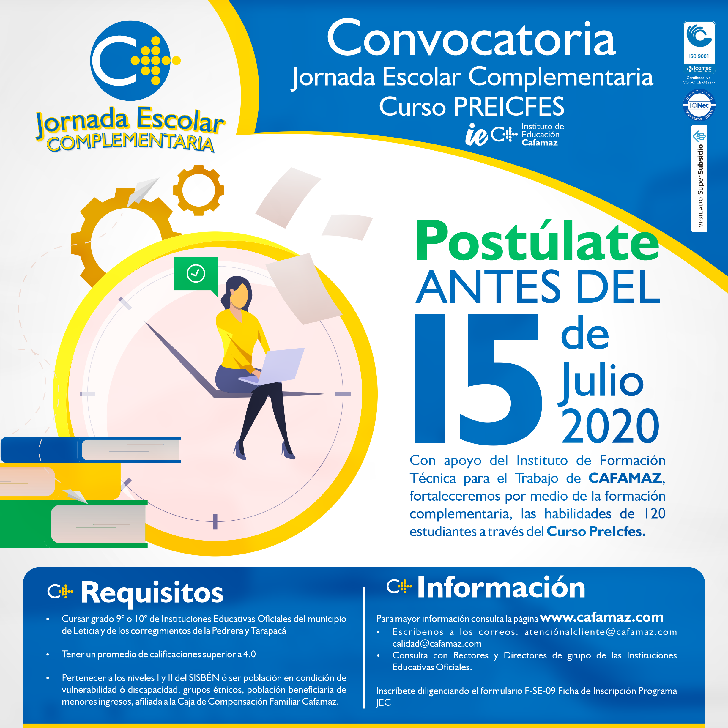 Convocatoria Jornada Escolar Complementaria – Curso PRE ICFES | Cafamaz, 2020